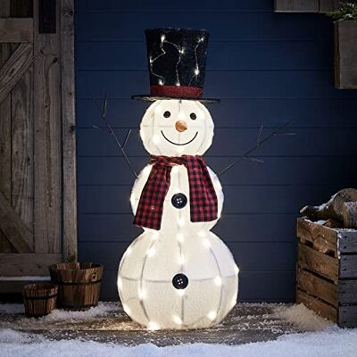 Lights4fun Décoration de Noël Bonhomme de Neige Lumineux avec 50 LED Blanc Chaud pour Extérieur - Publicité Lights4fun Décoration de Noël Bonhomme de Neige Lumineux avec 50 LED Blanc Chaud pour Extérieur - Publicité
