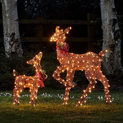 Lights4fun Déco Biche et Faon de Noël en Fils de Coton Marron avec LED Blanc Chaud pour Extérieur - Publicité Lights4fun Déco Biche et Faon de Noël en Fils de Coton Marron avec LED Blanc Chaud pour Extérieur - Publicité