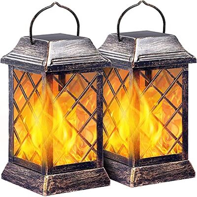 SOLARBABY Lanterne Solaire Exterieur Jardin, 2 Lampes Solaires Extérieure en Métale IP65 Étanche flamme Lanterne Solar idéales pour jardins décoration cour,Noël Balcon, bronze - Publicité SOLARBABY Lanterne Solaire Exterieur Jardin, 2 Lampes Solaires Extérieure en Métale IP65 Étanche flamme Lanterne Solar idéales pour jardins décoration cour,Noël Balcon, bronze - Publicité