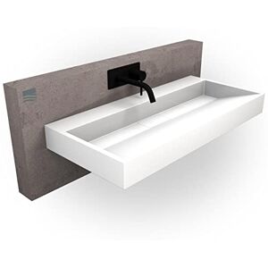 Bernstein Vasque Lavabo Rectangulaire à poser/suspendre Blanc mat 100x46x15cm Lave main Marbre coulé + Cache bonde sans trou robinet Design, Robuste & Durable BS6001 - Publicité Bernstein Vasque Lavabo Rectangulaire à poser/suspendre Blanc mat 100x46x15cm Lave main Marbre coulé + Cache bonde sans trou robinet Design, Robuste & Durable BS6001 - Publicité