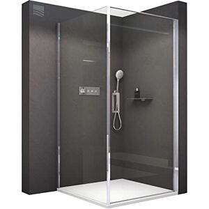 BERNSTEIN Cabine de douche d'angle 100x100x195cm verre trempé ESG 6mm anticalcaire, Profilé Chrome, Charnières réversibles gauche/droite EX416S - Publicité BERNSTEIN Cabine de douche d'angle 100x100x195cm verre trempé ESG 6mm anticalcaire, Profilé Chrome, Charnières réversibles gauche/droite EX416S - Publicité