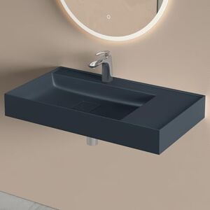 Lavabo suspendu en fonte minérale Doporro - 80x46x12cm - Anthracite Mat - Publicité Lavabo suspendu en fonte minérale Doporro - 80x46x12cm - Anthracite Mat - Publicité