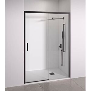 BELLOBATH Paroi de douche 2 panneaux dont 1 coulissant en niche Largeur réglable 160-165 cm Hauteur 195 cm Verre securit trempé anticalcaire 6 mm des deux côtés Profilés Noir mat - Publicité BELLOBATH Paroi de douche 2 panneaux dont 1 coulissant en niche Largeur réglable 160-165 cm Hauteur 195 cm Verre securit trempé anticalcaire 6 mm des deux côtés Profilés Noir mat - Publicité