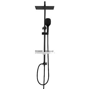 Görbach Colonne de Douche Noir Inox Designe Douchette Douche Salle de Bain Réglable Hauteur Ensemble Douche Murale Solide avec Étagère Set kit de Douche sans Robinet avec Pommeau Douche 20 * 20cm - Publicité Görbach Colonne de Douche Noir Inox Designe Douchette Douche Salle de Bain Réglable Hauteur Ensemble Douche Murale Solide avec Étagère Set kit de Douche sans Robinet avec Pommeau Douche 20 * 20cm - Publicité