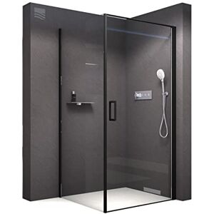 BERNSTEIN Cabine de douche d'angle 90x90x195cm verre trempé ESG 6mm anticalcaire, Profilés noir mat, Charnières réversibles gauche/droite EX416S - Publicité BERNSTEIN Cabine de douche d'angle 90x90x195cm verre trempé ESG 6mm anticalcaire, Profilés noir mat, Charnières réversibles gauche/droite EX416S - Publicité