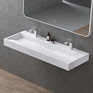 doporro Lavabo Suspendu avec Bonde Vasque à Poser Blanc Mat 120x46x11cm Lave Mains avec 2 Percages Rectangulaire Colossum19 - Publicité doporro Lavabo Suspendu avec Bonde Vasque à Poser Blanc Mat 120x46x11cm Lave Mains avec 2 Percages Rectangulaire Colossum19 - Publicité