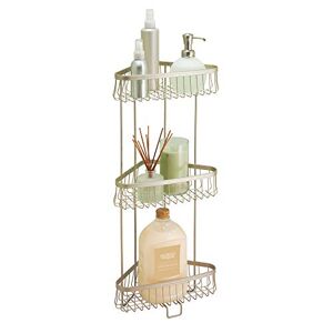 InterDesign iDesign York Lyra etagere d angle salle de bain, petite étagère de douche à suspendre en métal, argenté mat - Publicité