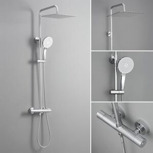 Auralum Colonne de Douche avec Mitigeur Thermostatique, Douche Pluie en Acier Inoxydable 30 x 30 cm, Douchette à 5 Modes, Barre de Douche Extensible (Chromé) - Publicité Auralum Colonne de Douche avec Mitigeur Thermostatique, Douche Pluie en Acier Inoxydable 30 x 30 cm, Douchette à 5 Modes, Barre de Douche Extensible (Chromé) - Publicité