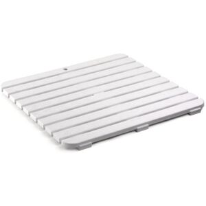 TATAY Caillebotis de Douche Carré, Polypropylène, Finition Effet Bois, Antidérapant, Protection Solaire, avec Clous en Caoutchouc, Blanche. Dimension 55 x 55 cm - Publicité TATAY Caillebotis de Douche Carré, Polypropylène, Finition Effet Bois, Antidérapant, Protection Solaire, avec Clous en Caoutchouc, Blanche. Dimension 55 x 55 cm - Publicité