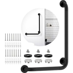 iHansee Barre d'appui inclinée noire mate 40,6 x 61 cm pour salle de bain avec poignée moletée antidérapante, support mural en forme de L pour personnes âgées handicapées, toilettes, baignoire, - Publicité iHansee Barre d'appui inclinée noire mate 40,6 x 61 cm pour salle de bain avec poignée moletée antidérapante, support mural en forme de L pour personnes âgées handicapées, toilettes, baignoire, - Publicité
