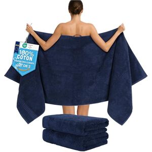 Hammetex Lot de 2 Très Grandes Serviettes de Bain et Sauna 80x200 cm, 100% Coton 500 GSM, Absorbantes, Séchage Rapide, Certifiées Oeko-TEX, Serviettes de Spa et de Sauna, Bleu foncé - Publicité Hammetex Lot de 2 Très Grandes Serviettes de Bain et Sauna 80x200 cm, 100% Coton 500 GSM, Absorbantes, Séchage Rapide, Certifiées Oeko-TEX, Serviettes de Spa et de Sauna, Bleu foncé - Publicité