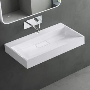 Mai & Mai Lavabo Salle de Bains Vasque Suspendu Blanc 80x46x11cm Vasque à Poser Rectangulaire sans Perçage Col19 - Publicité Mai & Mai Lavabo Salle de Bains Vasque Suspendu Blanc 80x46x11cm Vasque à Poser Rectangulaire sans Perçage Col19 - Publicité