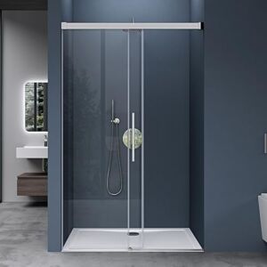 DOPORRO - Porte de douche 120x195cm - Verre 6mm - Chrome - Publicité DOPORRO - Porte de douche 120x195cm - Verre 6mm - Chrome - Publicité
