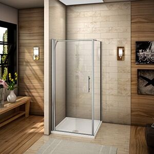 AICA Porte de douche 76x76x185cm Porte pivotante porte de douche paroi de douche cabine de douche avec barre de fixation 140cm verre anticalcaire - Publicité AICA Porte de douche 76x76x185cm Porte pivotante porte de douche paroi de douche cabine de douche avec barre de fixation 140cm verre anticalcaire - Publicité