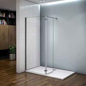 AICA Paroi de douche 120x200 avec retour pivotante 40cm et la barre de fixation 140cm paroi de douche à l'italienne - Publicité AICA Paroi de douche 120x200 avec retour pivotante 40cm et la barre de fixation 140cm paroi de douche à l'italienne - Publicité