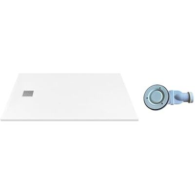 Unique Receveur de douche extra plat à poser ou à encastrer recoupable en résine SMC avec siphon Blanc 120 x 80 cm MIRNOSA - Publicité Unique Receveur de douche extra plat à poser ou à encastrer recoupable en résine SMC avec siphon Blanc 120 x 80 cm MIRNOSA - Publicité