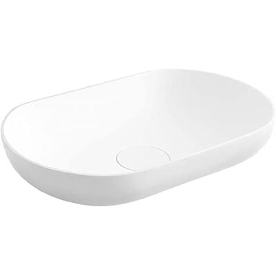 Bernstein Vasque Lavabo Ovale Blanc mat à poser 54x35x12cm + Bonde pop-up Blanc mat, Lave main fonte minérale Design, Robuste & Durable O-541 - Publicité Bernstein Vasque Lavabo Ovale Blanc mat à poser 54x35x12cm + Bonde pop-up Blanc mat, Lave main fonte minérale Design, Robuste & Durable O-541 - Publicité