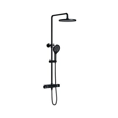 Bernstein Colonne de Douche Thermostatique Réglable Acier Inox Noir mat 90-132x45cm Anticalcaire Fonction Pluie + Mitigeur + Pommeau + Tablette Design 8221 PRO - Publicité Bernstein Colonne de Douche Thermostatique Réglable Acier Inox Noir mat 90-132x45cm Anticalcaire Fonction Pluie + Mitigeur + Pommeau + Tablette Design 8221 PRO - Publicité
