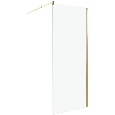 Beliani Paroi de Douche en Verre Trempé 80 x 190 cm Sans Porte Doré Ahaus - Publicité Beliani Paroi de Douche en Verre Trempé 80 x 190 cm Sans Porte Doré Ahaus - Publicité