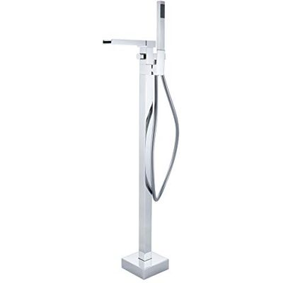 Bernstein Robinet Mitigeur Baignoire sur pied en Laiton Chrome 104cm + Bec cascade, Douchette & Flexible 1,5m, Design Carré Moderne + Cartouche céramique 1523C - Publicité Bernstein Robinet Mitigeur Baignoire sur pied en Laiton Chrome 104cm + Bec cascade, Douchette & Flexible 1,5m, Design Carré Moderne + Cartouche céramique 1523C - Publicité
