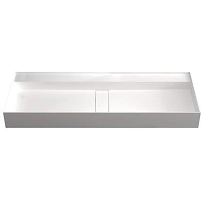 Bernstein Vasque Lavabo Rectangulaire à poser/suspendre fonte minérale Lave main mural Blanc mat 120x46x12cm + Etagère Design, Robuste & Durable TWG211 - Publicité Bernstein Vasque Lavabo Rectangulaire à poser/suspendre fonte minérale Lave main mural Blanc mat 120x46x12cm + Etagère Design, Robuste & Durable TWG211 - Publicité