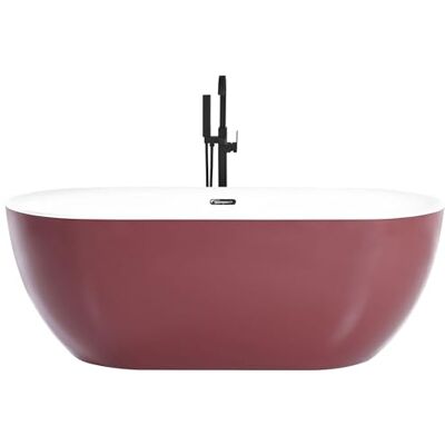 Baignoire Autoportante Rouge Beliani - 170x80cm Acrylic Ovale - Publicité Baignoire Autoportante Rouge Beliani - 170x80cm Acrylic Ovale - Publicité