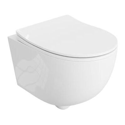 lavita WC mural Brava Toilette suspendue avec abattant, couvercle de toilette à abaissement automatique & charnières métalliques Toilette sans rebord suspendue Cuvette de toilette suspendue - Publicité lavita WC mural Brava Toilette suspendue avec abattant, couvercle de toilette à abaissement automatique & charnières métalliques Toilette sans rebord suspendue Cuvette de toilette suspendue - Publicité