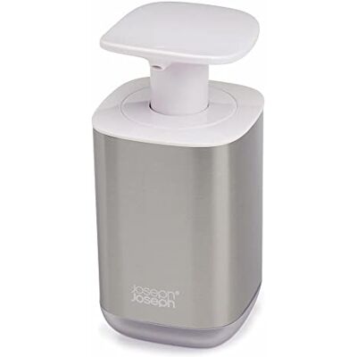 Joseph Joseph Presto Distributeur de Savon à Pompe Large pour Salle de Bain/Cuisine, Rechargeable, Hygiénique, Blanc/Acier Inoxydable - Publicité Joseph Joseph Presto Distributeur de Savon à Pompe Large pour Salle de Bain/Cuisine, Rechargeable, Hygiénique, Blanc/Acier Inoxydable - Publicité
