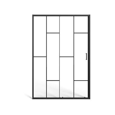 Unique Porte de douche coulissante en métal noir mat style verriére Verre anti-calcaire 120 x 195 cm SONIKRA - Publicité Unique Porte de douche coulissante en métal noir mat style verriére Verre anti-calcaire 120 x 195 cm SONIKRA - Publicité