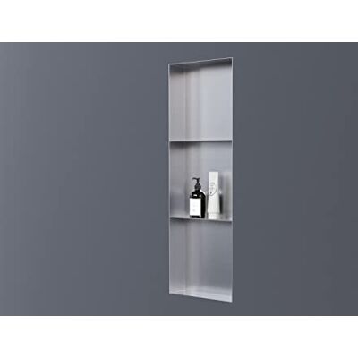 Bernstein Niche Murale Douche Chrome sans Rebord 30x90x10cm Acier Inoxydable étagère encastrée Salle de Bain + 2 tablettes, Anti-Rouille, étanche, Installation Facile NT309010X - Publicité Bernstein Niche Murale Douche Chrome sans Rebord 30x90x10cm Acier Inoxydable étagère encastrée Salle de Bain + 2 tablettes, Anti-Rouille, étanche, Installation Facile NT309010X - Publicité