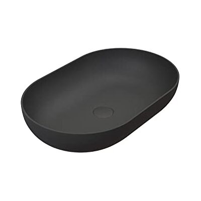 Bernstein Vasque Lavabo Ovale Noir mat à poser 54x35x12cm + Bonde pop-up noire, Lave main fonte minérale Design, Robuste & Durable O-540 - Publicité Bernstein Vasque Lavabo Ovale Noir mat à poser 54x35x12cm + Bonde pop-up noire, Lave main fonte minérale Design, Robuste & Durable O-540 - Publicité