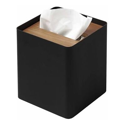 YAMAZAKI 5179 RIN Tissue Case Square, Black, Steel/Wood, 13 x 13 x 15.5 cm - Publicité YAMAZAKI 5179 RIN Tissue Case Square, Black, Steel/Wood, 13 x 13 x 15.5 cm - Publicité
