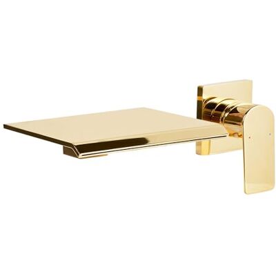 Beliani Robinet Mitigeur pour Lavabo Mural en Laiton Commande Unique Effet Cascade Doré Aponwao - Publicité Beliani Robinet Mitigeur pour Lavabo Mural en Laiton Commande Unique Effet Cascade Doré Aponwao - Publicité