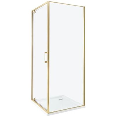 Beliani Cabine de Douche Carré en Verre Trempé 70 x 70 x 185 cm Porte Simple Doré Darli - Publicité Beliani Cabine de Douche Carré en Verre Trempé 70 x 70 x 185 cm Porte Simple Doré Darli - Publicité