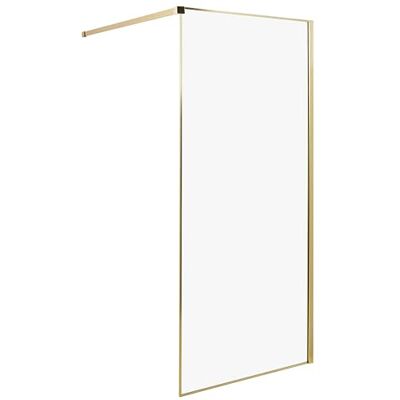 Beliani Paroi de Douche de Salle de Bain en Verre Trempé sans Porte 90 x 190 cm Doré Waspam - Publicité Beliani Paroi de Douche de Salle de Bain en Verre Trempé sans Porte 90 x 190 cm Doré Waspam - Publicité