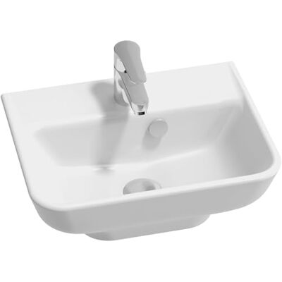Lavabo en céramique blanc Jacob Delafon - 45x35 cm - Design rond - Lavabo de salle de bain - Publicité Lavabo en céramique blanc Jacob Delafon - 45x35 cm - Design rond - Lavabo de salle de bain - Publicité