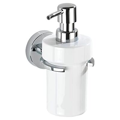 WENKO Vacuum-Loc® distributeur de savon Capri fixer sans percer Capacité: 0.33 l, Zinc moulé sous pression, 8 x 17 x 13 cm, Chromé - Publicité WENKO Vacuum-Loc® distributeur de savon Capri fixer sans percer Capacité: 0.33 l, Zinc moulé sous pression, 8 x 17 x 13 cm, Chromé - Publicité