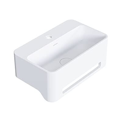 Bernstein Vasque Lavabo Rectangulaire suspendu Blanc mat 50x31x20cm Lave main mural fonte minérale + Porte-serviette, Bonde pop-up & cache Design, Robuste & Durable NT8558 - Publicité Bernstein Vasque Lavabo Rectangulaire suspendu Blanc mat 50x31x20cm Lave main mural fonte minérale + Porte-serviette, Bonde pop-up & cache Design, Robuste & Durable NT8558 - Publicité