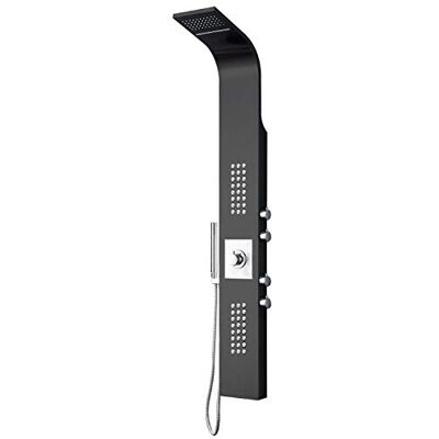 Bernstein Colonne de Douche Thermostatique Acier Inox Noir Blanc Cascade Pluie Massage, Mitigeur + pommeau anticalcaire 165x22cm Design, Antibrulures, Cartouche interchangeable SEDAL 8815 - Publicité Bernstein Colonne de Douche Thermostatique Acier Inox Noir Blanc Cascade Pluie Massage, Mitigeur + pommeau anticalcaire 165x22cm Design, Antibrulures, Cartouche interchangeable SEDAL 8815 - Publicité