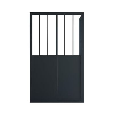Unique Paroi de douche avec porte coulissante noir mat style industriel 120 x 80 x 195 cm URBANIK - Publicité Unique Paroi de douche avec porte coulissante noir mat style industriel 120 x 80 x 195 cm URBANIK - Publicité