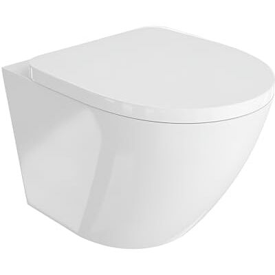 lavita Sofi Cuvette de toilette sur pied avec système d'abaissement automatique et charnières métalliques Abattant WC SoftClose En céramique sans bord Cuvette de toilette debout 37 x 56,5 x - Publicité lavita Sofi Cuvette de toilette sur pied avec système d'abaissement automatique et charnières métalliques Abattant WC SoftClose En céramique sans bord Cuvette de toilette debout 37 x 56,5 x - Publicité