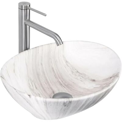 Rea Vasque en céramique à poser Sofia Ash Oval White, Élément moderne et chic pour votre salle de bain 41x34,5x15cm - Publicité Rea Vasque en céramique à poser Sofia Ash Oval White, Élément moderne et chic pour votre salle de bain 41x34,5x15cm - Publicité