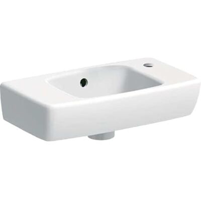 Lavabo Compact Geberit Renova à fixer au mur avec étagère - Publicité Lavabo Compact Geberit Renova à fixer au mur avec étagère - Publicité