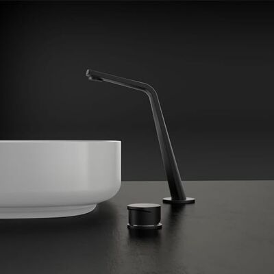 Bernstein Robinet Mitigeur Lavabo/Vasque 2 trous en Laiton Noir mat 29x22cm, Bec haut, Levier unique monocommande, Design Moderne + Cartouche céramique VELO-Flex 260 - Publicité Bernstein Robinet Mitigeur Lavabo/Vasque 2 trous en Laiton Noir mat 29x22cm, Bec haut, Levier unique monocommande, Design Moderne + Cartouche céramique VELO-Flex 260 - Publicité