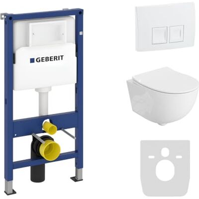 lavita Duofix Basic Brava Ensemble WC encastré avec élément mural et abattant de WC sans bord + panneau de commande Delta 25 avec bouton blanc - Publicité lavita Duofix Basic Brava Ensemble WC encastré avec élément mural et abattant de WC sans bord + panneau de commande Delta 25 avec bouton blanc - Publicité