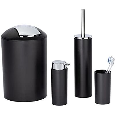 Wenko - Ensemble de salle de bain Calvo 4 pièces avec savon, verre, brosse WC et poubelle - Ensemble salle de bain - Publicité Wenko - Ensemble de salle de bain Calvo 4 pièces avec savon, verre, brosse WC et poubelle - Ensemble salle de bain - Publicité