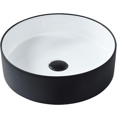 Beliani Lavabo en Céramique 40 cm Brillant Salle de Bain Blanc et Noir Tebar - Publicité Beliani Lavabo en Céramique 40 cm Brillant Salle de Bain Blanc et Noir Tebar - Publicité