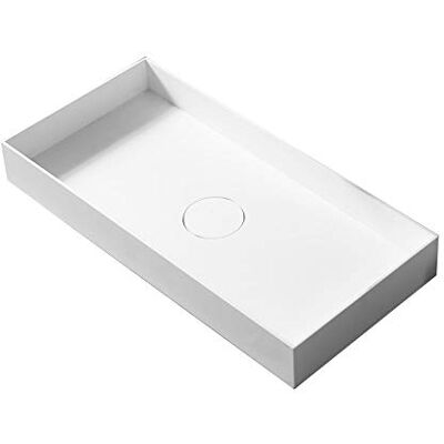 Bernstein Vasque Lavabo Rectangulaire à poser/suspendre 80x46x12cm fonte minérale Lave main mural Blanc mat Design, Robuste & Durable TWA112 - Publicité Bernstein Vasque Lavabo Rectangulaire à poser/suspendre 80x46x12cm fonte minérale Lave main mural Blanc mat Design, Robuste & Durable TWA112 - Publicité