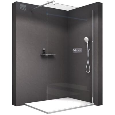 Bernstein Paroi de douche italienne 90x200cm en verre clair ESG 10mm, avec barre de fixation EX101 - Publicité Bernstein Paroi de douche italienne 90x200cm en verre clair ESG 10mm, avec barre de fixation EX101 - Publicité