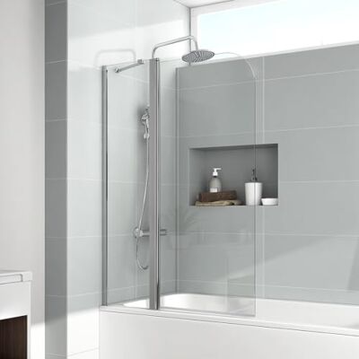 EMKE Paroi de douche pour baignoire 100 x 140 cm Pliable Verre de sécurité 6 mm - Publicité EMKE Paroi de douche pour baignoire 100 x 140 cm Pliable Verre de sécurité 6 mm - Publicité